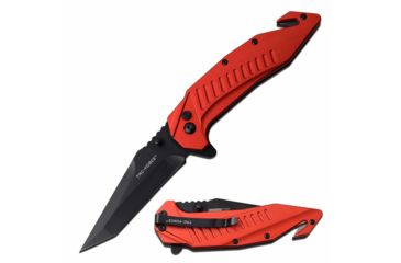 Image of TAC Force TF-1017RD Spring Assisted Knife, 3.6in, 3CR13 Stainless Steel, Modified Tanto, Black Blade, Aluminum Handle, Red, TF-1017RD