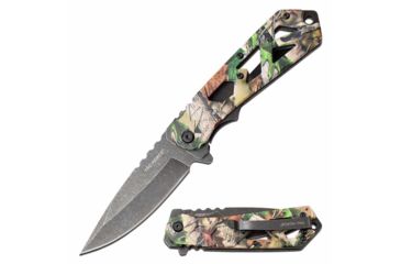 Image of TAC Force TF-1019TN Spring Assisted Knife, 3.75in, 3CR13 Stainless Steel, Spear Point, Stonewashed Blade, Aluminum Handle, Tan Camo, TF-1019TN