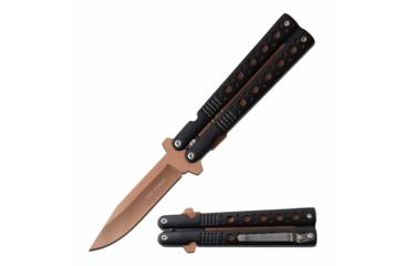 Image of TAC Force TF-528BZ Spring Assisted Knife, 3.75in, 3CR13 Stainless Steel, Spear Point, Bronze Blade, Aluminum Handle, Black, TF-528BZ