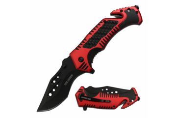 Image of TAC Force TF-954BRD Spring Assisted Knife, 3.5in, 3CR13 Stainless Steel, Recurved, Black Blade, Aluminum Handle, Black/Red, TF-954BRD