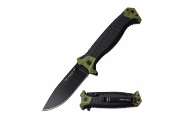 Image of TAC Force TF-981GN Spring Assisted Knife, 3.75in, 3CR13 Stainless Steel, Drop Point, Black Blade, Nylon Fiber/Rubber Handle, Green/Black, TF-981GN