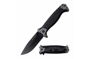 Image of TAC Force TF-981GY Spring Assisted Knife, 3.75in, 3CR13 Stainless Steel, Drop Point, Black Blade, Nylon Fiber/Rubber Handle, Gray/Black, TF-981GY