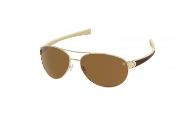 Image of Tag Heuer 0253 Progressive Prescription Sunglasses, Gold Frame - Dark Brown/Ivory Temples Frame, Outdoor Brown Lens-0253-705PR
