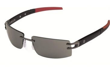 Image of Tag Heuer 0401 Progressive Prescription Sunglasses, Anthracite Frame - Black/Red/Calfskin Carbon Temples Frame, Outdoor Grey w/ Flash Mirror Lens-0401-120PR