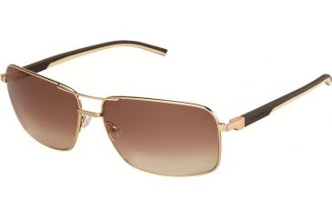 Image of Tag Heuer 0882 Progressive Prescription Sunglasses, Gold Frame - Dark Brown/Ivory Temples Frame, Outdoor Gradient Brown Lens-0882-204PR