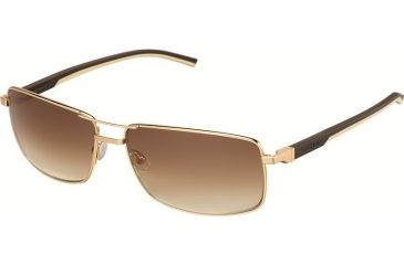 Image of Tag Heuer 0883 Progressive Prescription Sunglasses, Gold Frame - Dark Brown/Ivory Temples Frame, Outdoor Gradient Brown Lens-0883-204PR