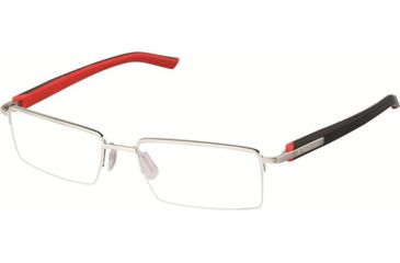 Image of Tag Heuer 8207 Single Vision Prescription Eyeglasses, Brushed Palladium Frame - Black/Red Temples Frame, Clear Lens-8207-002SV