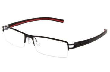 Image of Tag Heuer Track S Eyeglasses, Black Frame/Black Red Temples, Clear Lens 7623-006