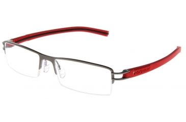 Image of Tag Heuer Track S Eyeglasses, Dark Frame/Red Black Temples, Clear Lens 7623-010