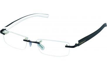 Image of Tag Heuer Trends Rubber Eyeglasses, Matte Black Frame/White Black Temples, Clear Lens 8107-007