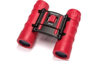 Image of Tasco 10x25mm Essentials Roof Prism Compact Binoculars,Red,Clam 168RBDR