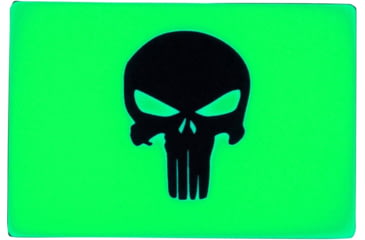 Image of TEC Accessories BEACON Patch, 3in X 2in X 0.19in, Proprietary Embrite Compound Construction, Hook And Loop Backing, Punisher Artwork, Glows Green In The Dark, EMP-004-G