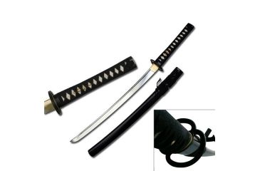 Image of Ten Ryu Fixed Blade, 40.5in, Carbon Steel Blade, Black Cord Wrapped With Real Ray Skin Handle TR-005