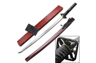 Image of Ten Ryu Fixed Blade, 40.5in, Carbon Steel Blade, Burgundy Cord Wrapped Handle TR-029BG