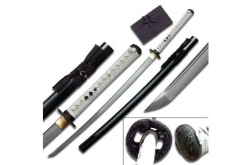 Image of Ten Ryu Fixed Blade, 40.5in, Carbon Steel Blade, White Leather Wrapped Handle TR-022W