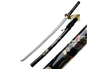 Image of Ten Ryu Fixed Blade, 41.5in, Carbon Steel Blade, Black Cord Wrapped With Real Ray Skin Handle TR-013