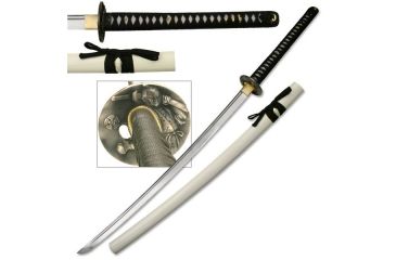 Image of Ten Ryu Fixed Blade, 43.7in, Carbon Steel Blade, Black Cotton Wrapped With Real Ray Skin Handle LU-014W