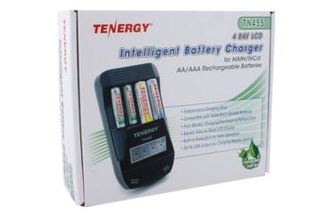 Image of Tenergy TN455 4 Bay USB Intelligent Universal Battery Charger for AA/AAA Li-ion/NiMH/NiCd Rechargeable Batteries,Black, 1455