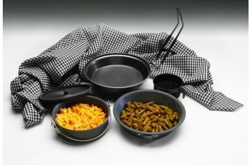 Image of Texsport Black Ice Cookware Set, 6.50" Diameter Frying Pan, Lid, 8 fl oz Measuring Cup, 16 fl oz Pot 13418TEX