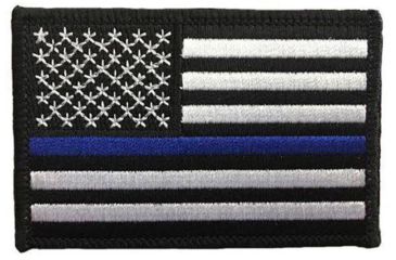 Image of Thin Blue Line American Flag Patch, Black Border, 2 X 3 Inches, Sew On, Thin Blue Line - TBL-PTC-SEW