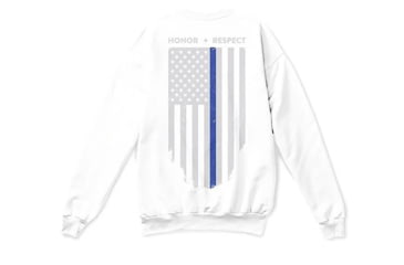 Image of Thin Blue Line Crew Neck Sweatshirt, White - TBL-CREW-WHITE-XXL
