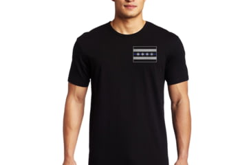 Image of Thin Blue Line Mens T-shirt - Chicago Flag, Black - CHIC-BLACK-XXXL