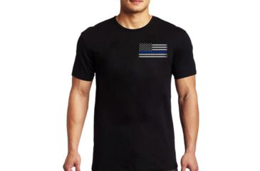 Image of Thin Blue Line Mens - T-shirt - Flag, Black - MEN-TBL-SMALL-LOGO-BLACK-LARGE