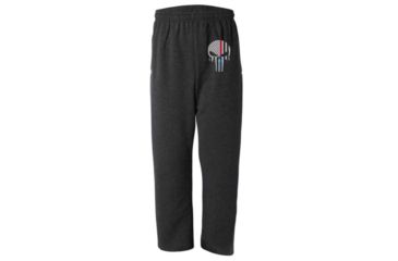 Image of Thin Blue Line Sweatpants - Dual Line, Skull, Charcoal - SKULL-DUAL-SPANTS-CHARC-2XL