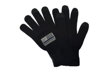 Image of Thin Blue Line Touchscreen Knit Gloves, Black, Thin Blue Line - TBL-GL-45