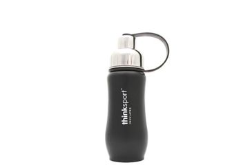 Image of Thinksport Insulated Sports Bottle, 12oz, Black, Black, Stainless Steel, 30 Day Manufacturer Warranty, TNK-04965