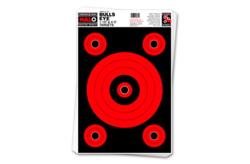 Image of Thompson Target HALO Bullseye 10&amp;3 Reactive Splatter Targets 12.5x19, 10 Pack, Black/Red, Large, 4641-10