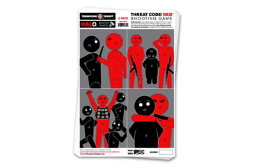 Image of Thompson Target HALO Threat Code Red Reactive Splatter Shooting Game Targets 12.5x19, 10 Pack, Black/Red, Large, 4655-10