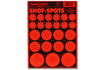 Image of Thompson Target Shot Spots 6.5x9 Adhesive Target Paster Bullseyes, 25 Pack, Orange, Extra Small, 5505-25