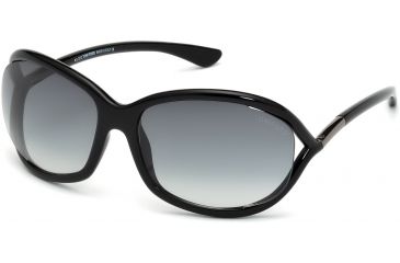 Image of Tom Ford FT0008 Sunglasses - Shiny Black Frame Color, Gradient Smoke Lens Color