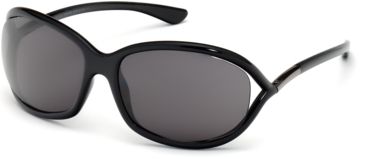 Image of Tom Ford FT0008 Sunglasses - Shiny Black Frame Color, Smoke Lens Color