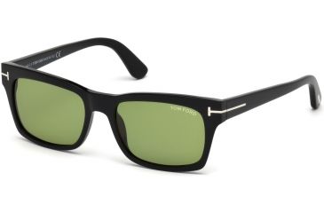 Image of Tom Ford FT0494 Sunglasses - Shiny Black Frame Color, Green Lens Color