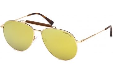 Image of Tom Ford FT0536 Sunglasses - Shiny Rose Gold Frame Color, Brown Mirror Lens Color