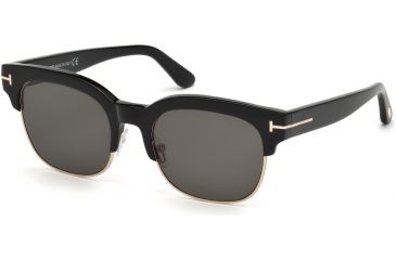 Image of Tom Ford FT0597 Sunglasses - Shiny Black Frame Color, Smoke Polarized Lens Color
