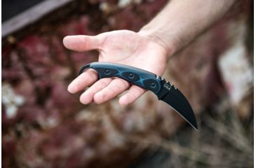 Image of TOPS Knives Devil's Claw 2 Fixed Blade Knife, 3.13in, 1095 Carbon Steel Blade, Blue/Black G10 Handle, DEVCL-02