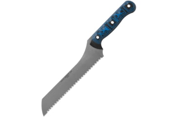 Image of TOPS Knives Dicer 7 Bread Knife, 7.63 tumbled finish serrated S35VN stainless blad, Black and blue G10 handle, DCR71