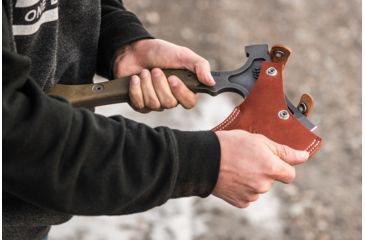 Image of Tops Knives Hammer Hawk Tomahawk Ax, 4.5 in Acid Rain 1075 RC 56-58 Blade, Green Canvas Micarta Handle, HAMH-03