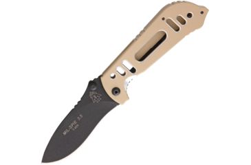 Image of Tops Knives Mil SPIE 3.5 Black and Coyote Folding Knife,3.5in,Drop Point,Coyote Tan,Aluminum Handle TPMIL35FBT