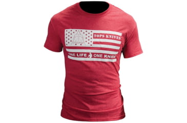 Image of TOPS Knives T-Shirt Flag Logo, Red, Medium, TS-FLAGRED MEDIUM