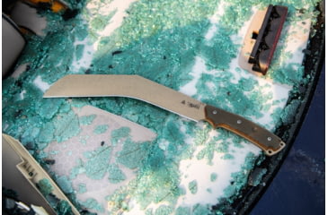Image of TOPS Knives The Bestia Knife, 13 Tactical Stone finish 1095HC steel blade, Green and tan canvas micarta handle, TBST-01
