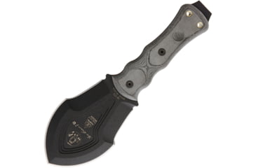 Image of TOPS Knives Tracker Digger Knife, 10.5in Overall, 4.75in Black Traction Coated Double Edge 1095Hc Steel Blade, Black Linen Micarta Handle, Black Nylon Molle Compatible Sheath, TBT-DIG