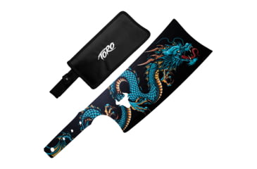 Image of Toro Knives Besito Water Throwing Knife, 15.88in Overall, 10.25in Black Powder 3Cr13 Blade, Water Dragon Artwork SS Handle, Nylon Sheath, 68