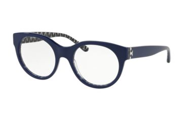 Image of Tory Burch TY2085 Prescription Eyeglasses, 50mm, Navy / Navy T Pattern, TY2085-1750-50-SV