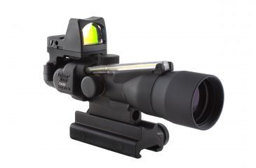 Image of Trijicon ACOG 3x30 Scope, Dual Illuminated Amber Horseshoe/Dot .223 Ballistic Reticle, 4.0 MOA RMR Sight, and TA60 Mount