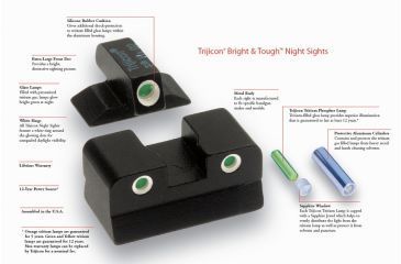 Image of Trijicon Bright &amp; Tough Night Sight Set, Black w/ Green Front &amp; Yellow Rear - USP - HK06Y
