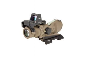 Image of Trijicon 4x32 ACOG ECOS, Dual Illuminated Green Crosshair 5.56 Reticle w/ Backup Iron Sights, Quick Release Mount &amp; LED 3.25 MOA Red Dot RMR Type 2, Cerakote FDE, 100554